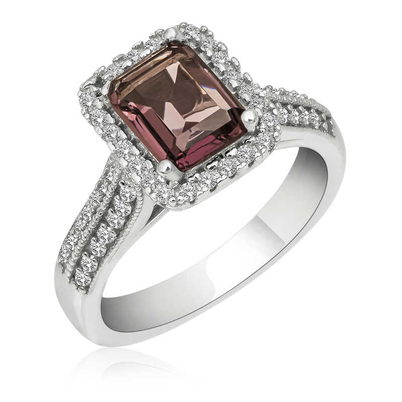 Silver Purple Baguette Stone Women’s Ring