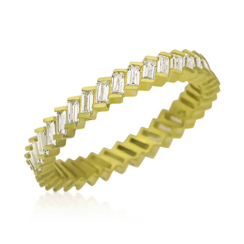 Silver Baguette Stone Gold Full Circle Women’s Ring