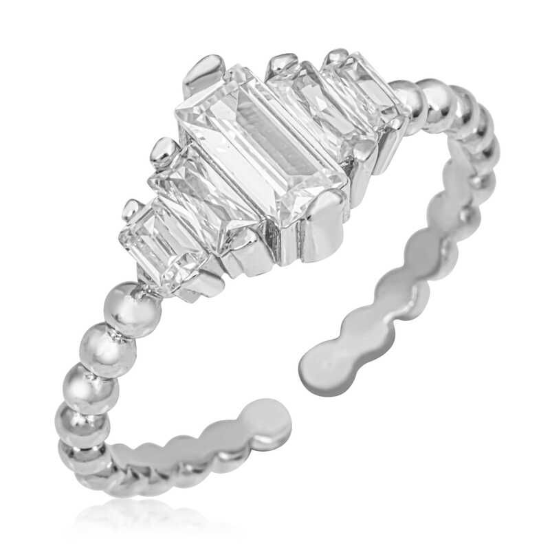 Silver Adjustable Baguette Women’s Ring