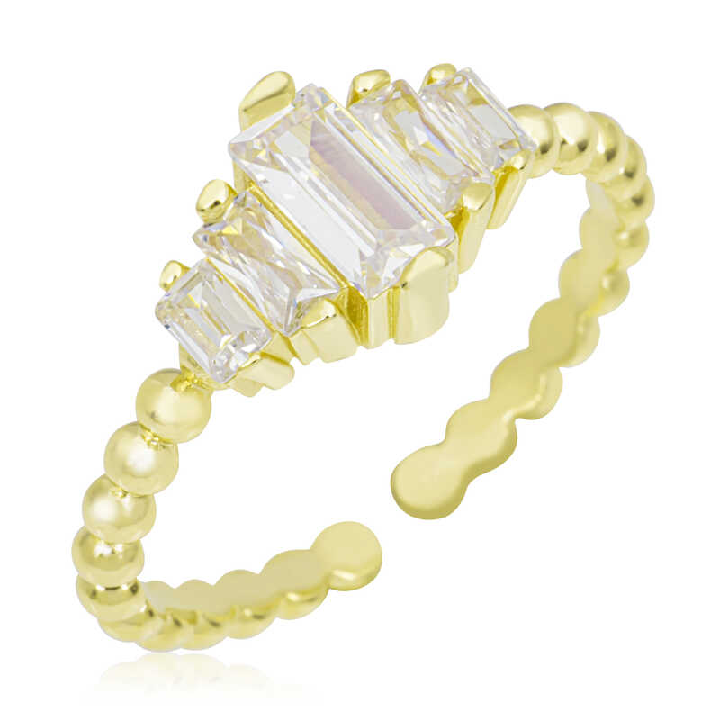 Silver Gold Adjustable Baguette Women’s Ring