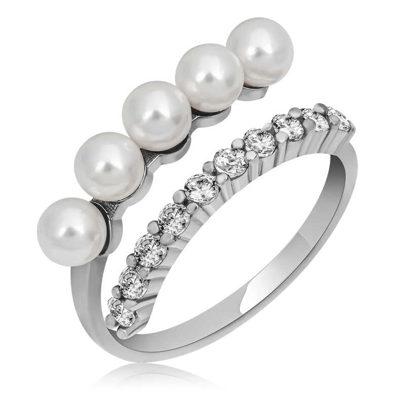 Silver Adjustable Pearl Stone Women’s Ring