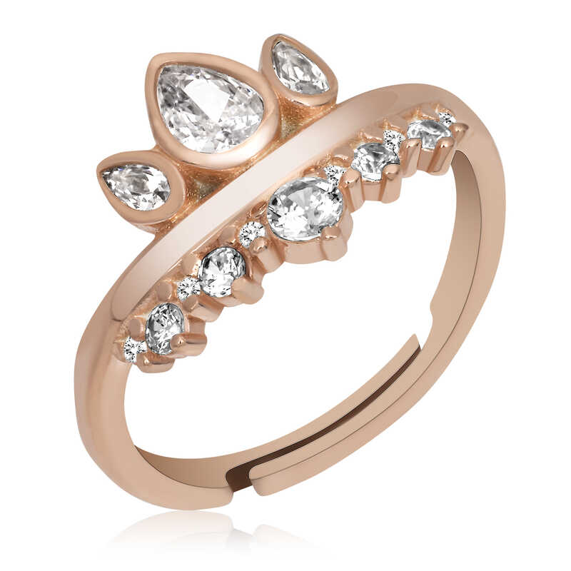 Silver Rose Adjustable Queen Crown Women’s Ring
