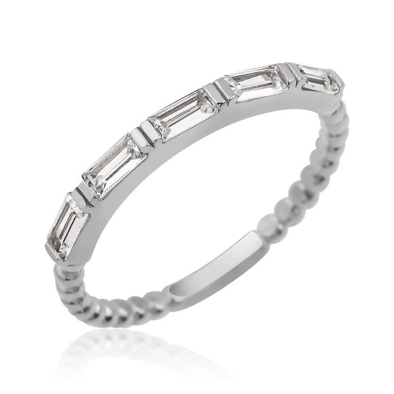 Silver Sequential Baguette Stone Women’s Ring