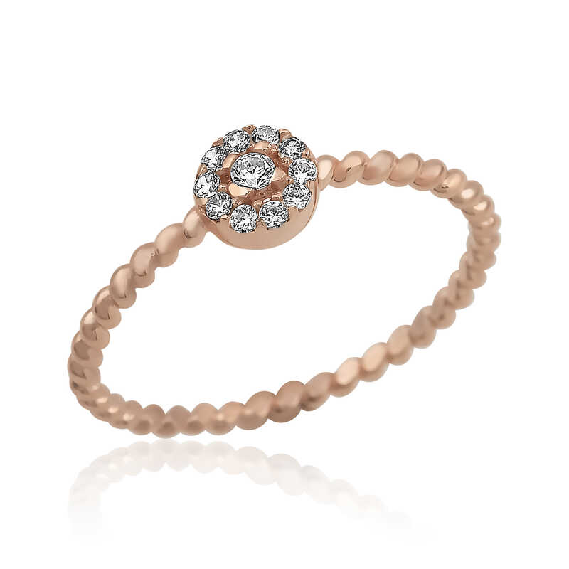 Silver Rose Zircon Stone Women’s Ring