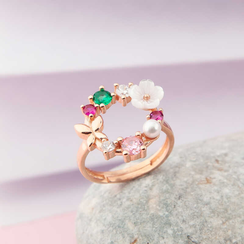 Adjustable Silver Rose Magnolia Flower Women’s Ring