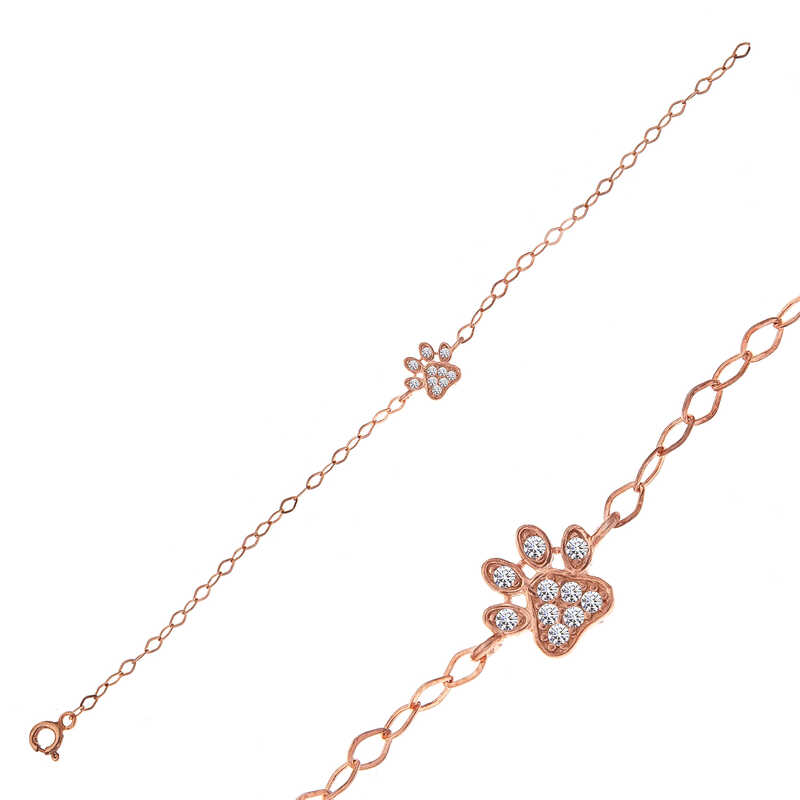 Silver Rose Cat Paw Women’s Bracelet