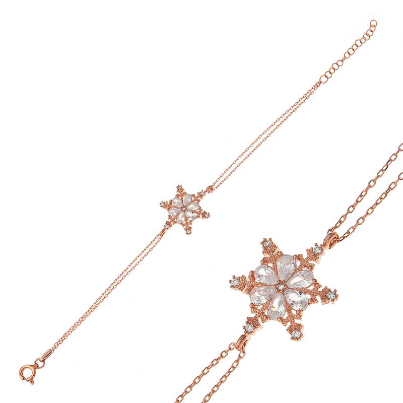 Silver Rose Snow Flower Women’s Bracelet