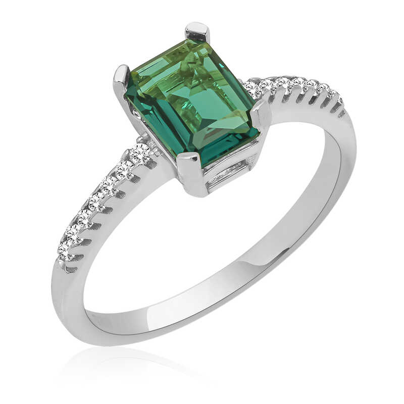 Silver Green Baguette Stone Women’s Ring
