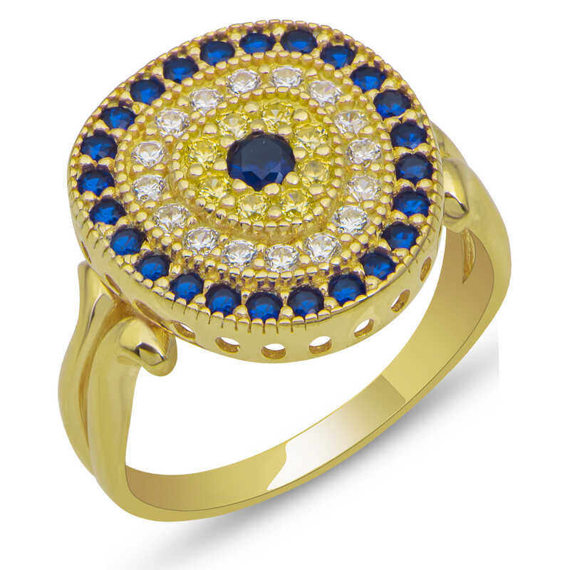 Silver Gold Oval Evil Eye Women’s Ring