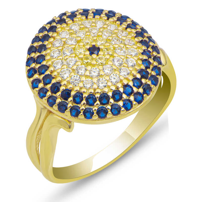 Silver Gold Round Evil Eye Women’s Ring