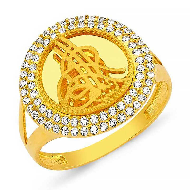 Silver Gold Round Tughra Women’s Ring