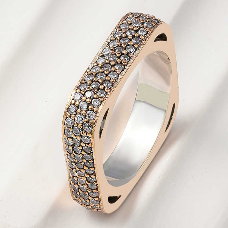 Silver 3 Row Square Tamtur Women's Ring