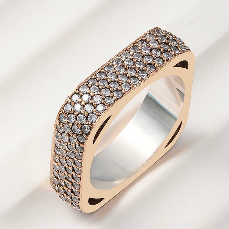 Silver 4 Row Square Tamtur Women's Ring