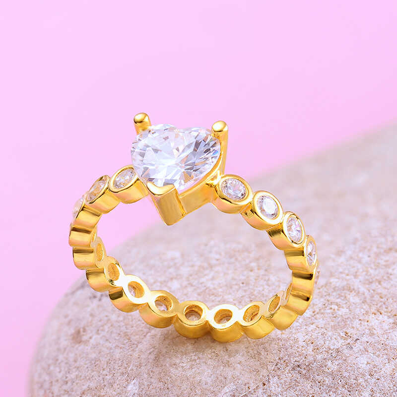 Silver Gold Heart Women's Ring