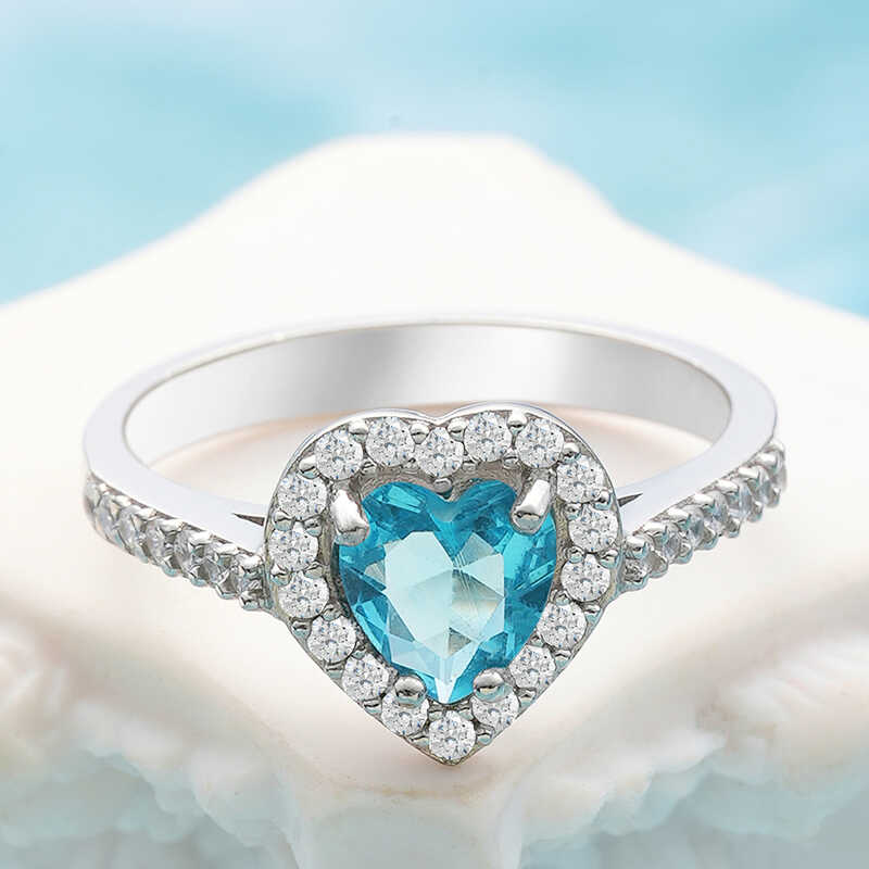 Silver Turquoise Stone-set Heart Women's Ring