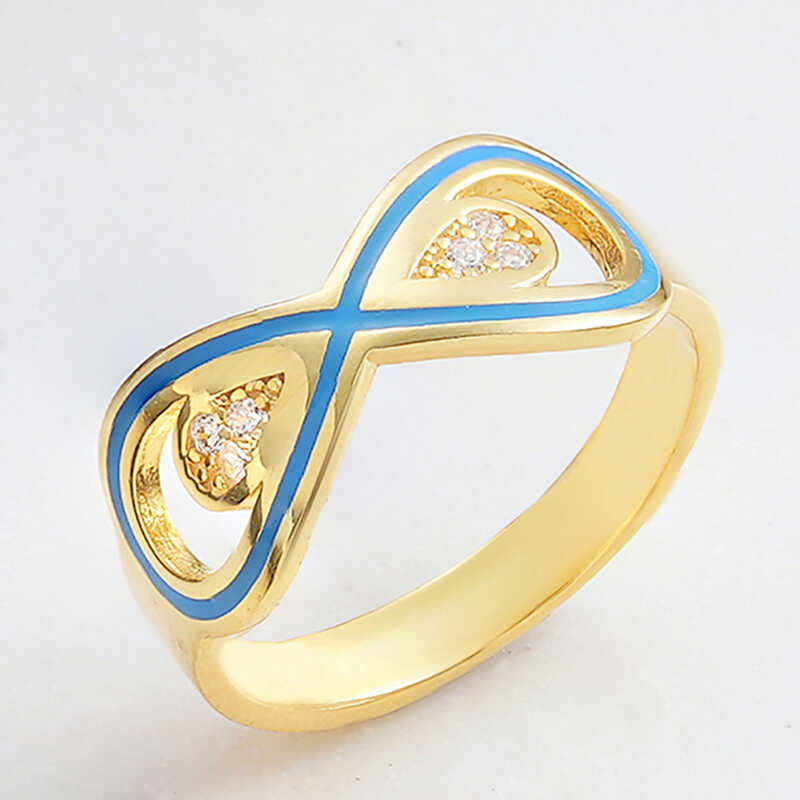 Silver Gold Zircon Stone-set Infinity Women's Ring