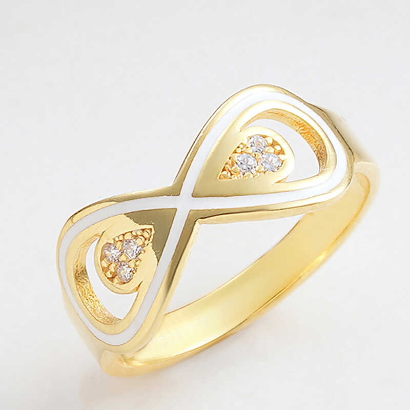 Silver Gold Zircon Stone-set Infinity Women's Ring