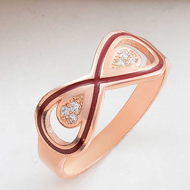 Silver Rose Zircon Stone-set Infinity Women's Ring