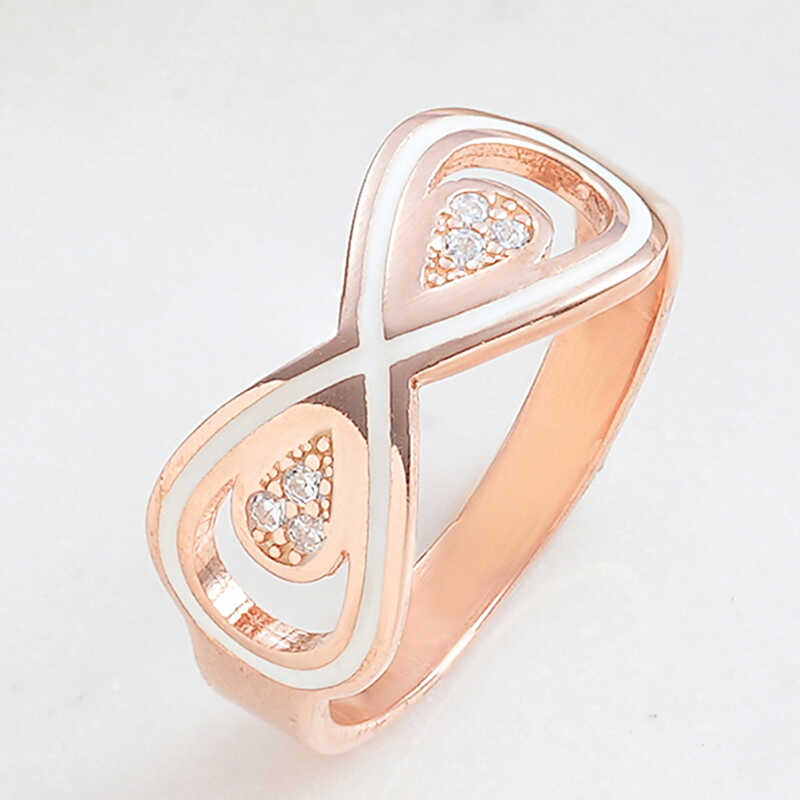 Silver Rose Zircon Stone-set Infinity Women's Ring