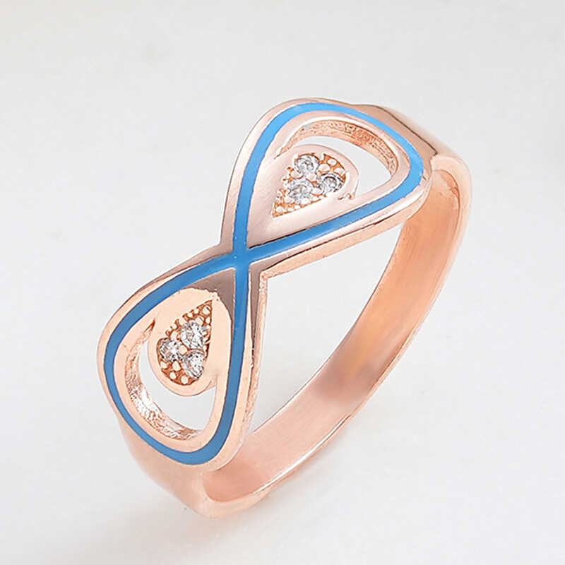Silver Rose Zircon Stone-set Infinity Women's Ring