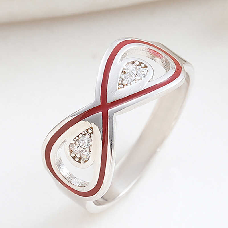 Silver Zircon Stone-set Infinity Women's Ring