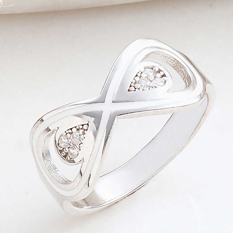 Silver Zircon Stone-set Infinity Women's Ring