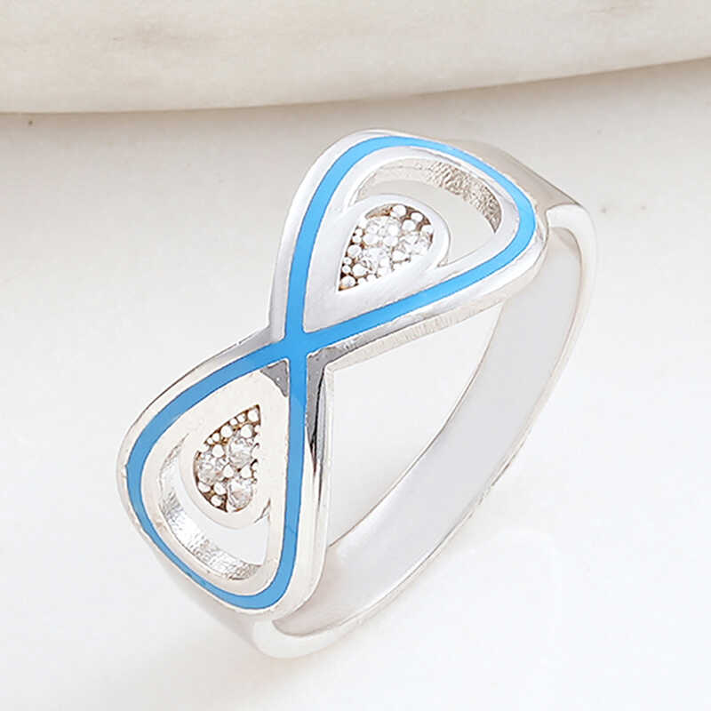 Silver Zircon Stone-set Infinity Women's Ring
