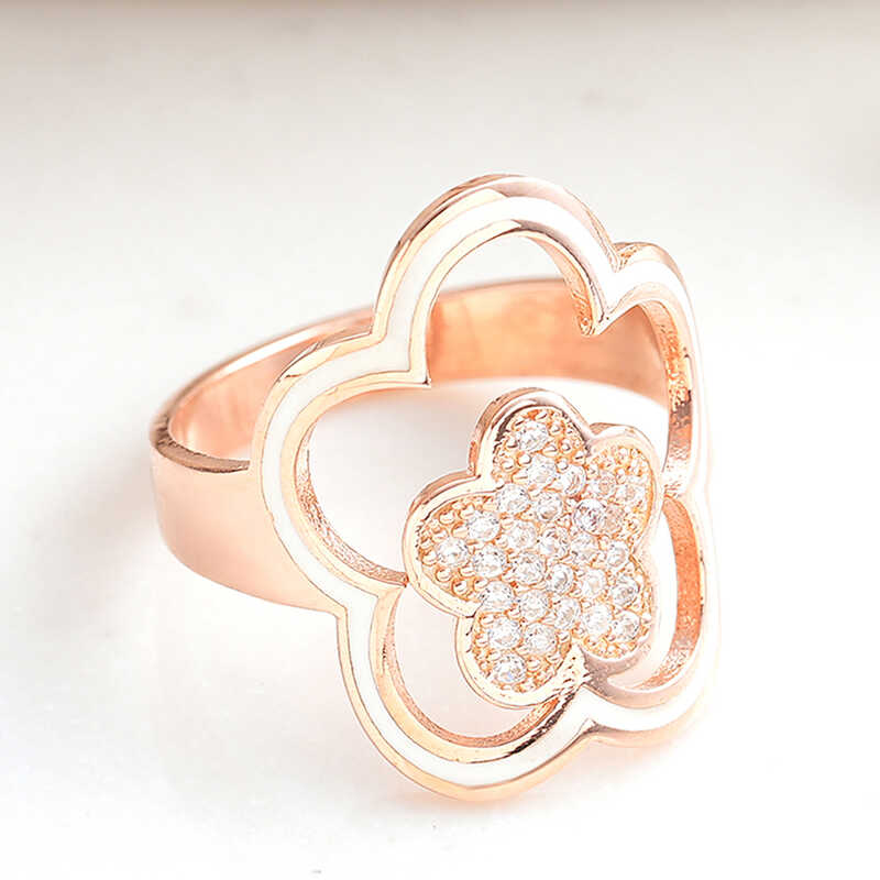 ​Silver Rose Flower Patterned Women's Ring