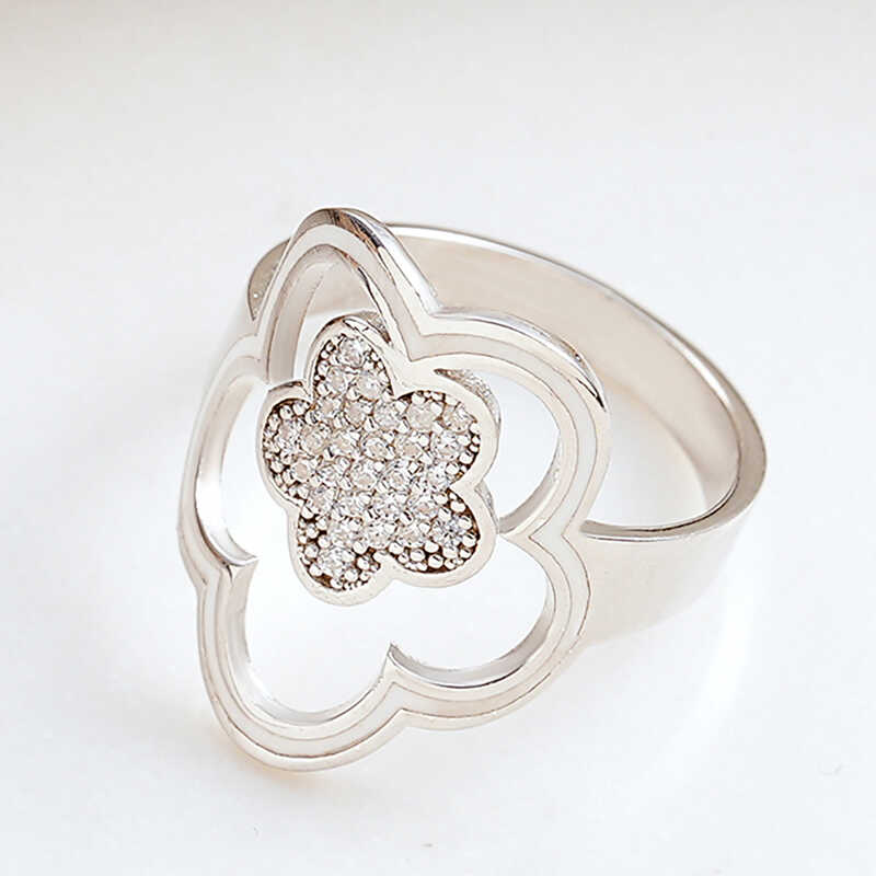 ​Silver Flower Patterned Women's Ring