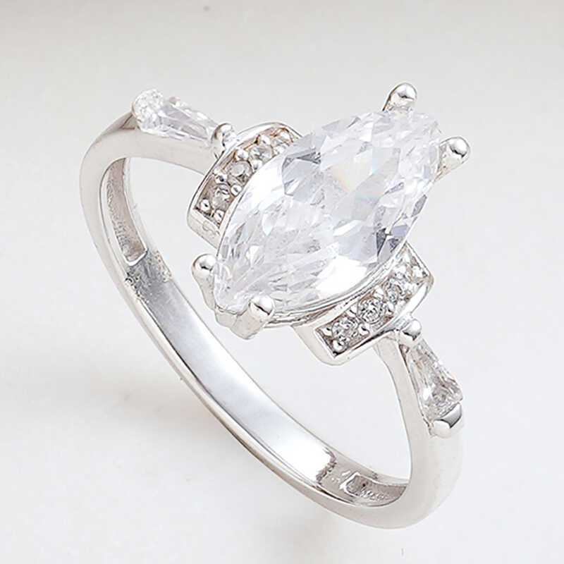 Silver White Zircon Stone-set Women's Ring