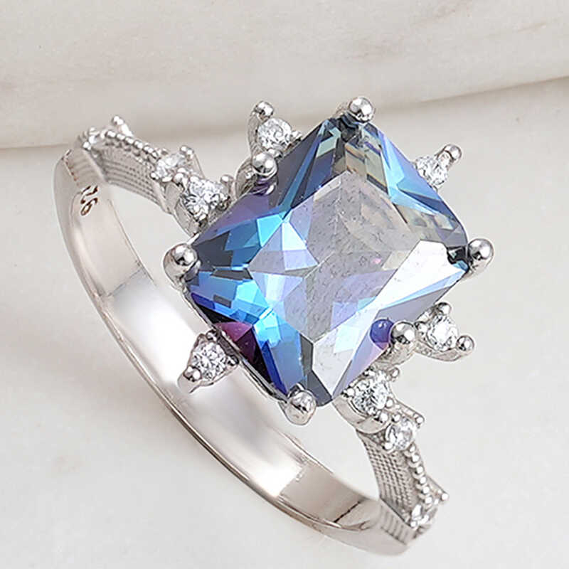 Silver Blue Zircon Stone-set Women's Ring