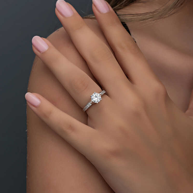 Silver Single Stone Women's Ring