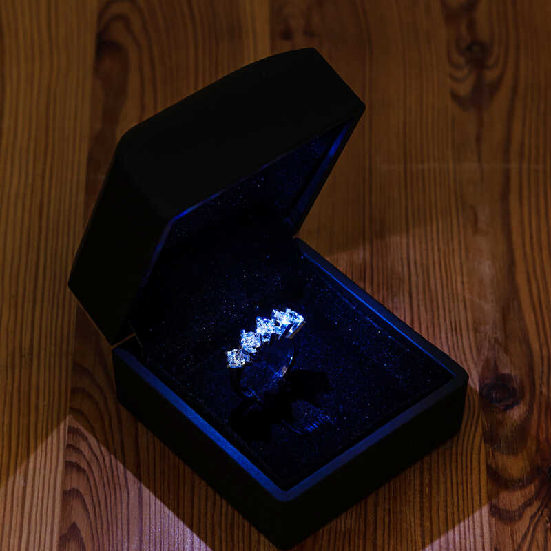 Silver Illuminated Boxed 5 Stone Women's Ring