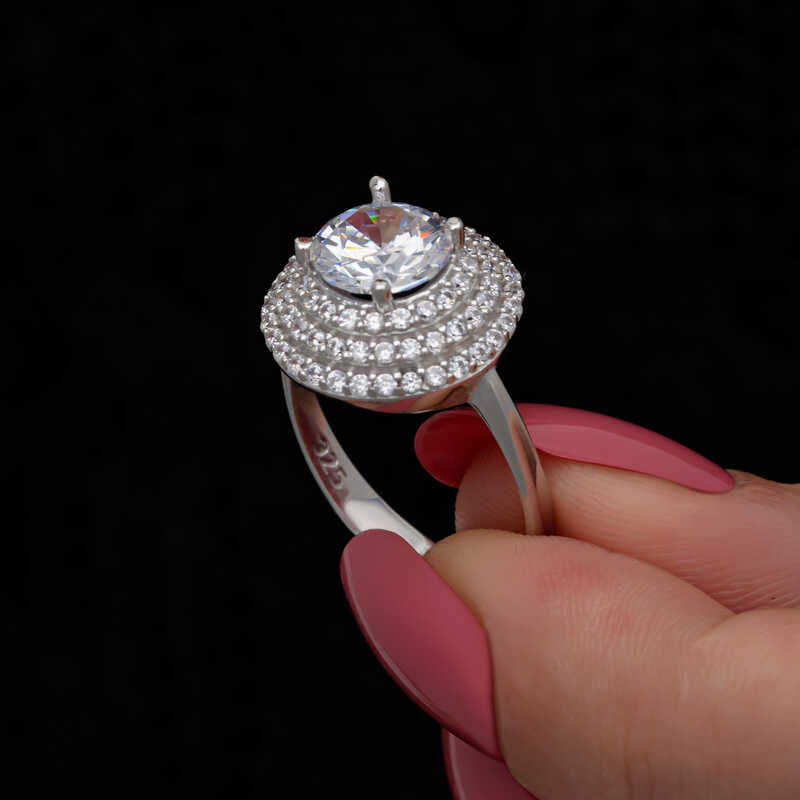 Silver 3 Row Stone-set Anturaj Women's Ring