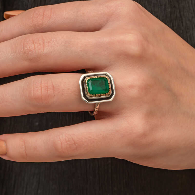 Silver Green Stone Authentic Women’s Ring