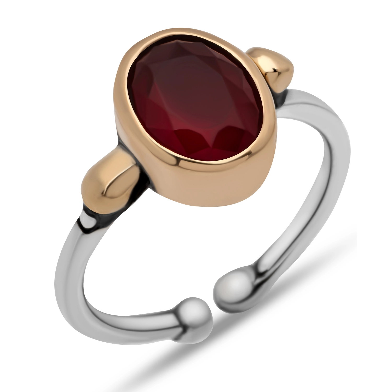 925 Silver Adjustable Authentic Women’s Ring with Red Stone