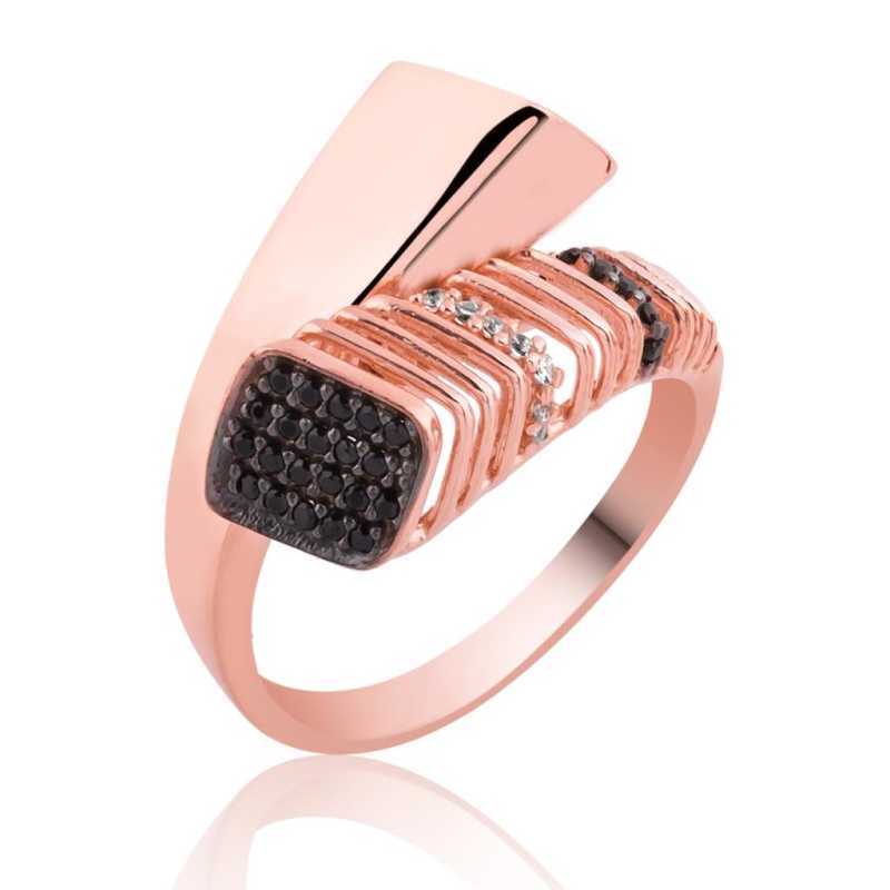 Silver Rose Black Stone Women’s Ring