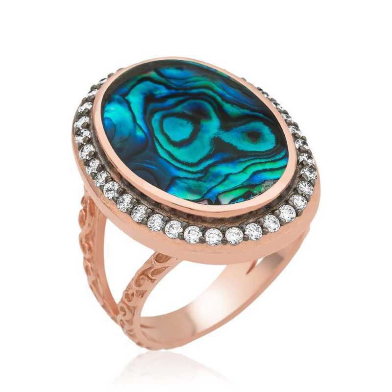 Silver Rose Ocean Mother of Pearl Women’s Ring