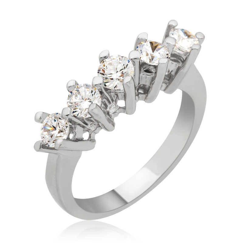 Silver Long Prong 5 Stone Women’s Ring