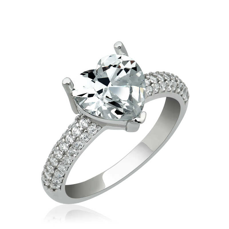 Silver Heart Mounted Women’s Ring