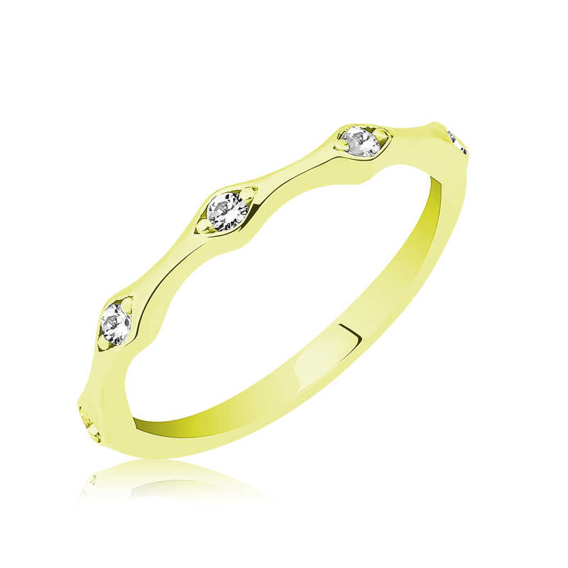Silver Gold Five Stone Shuttle Women’s Ring
