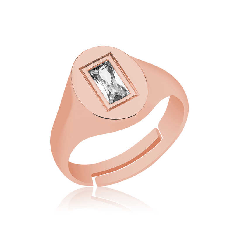 Adjustable Silver Rose Baguette Stone Knight Ring
