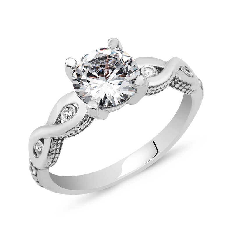 Silver Solitaire Eternity Ring