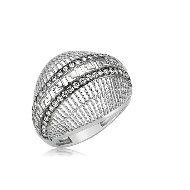 Silver Double Row Stone Women’s Ring