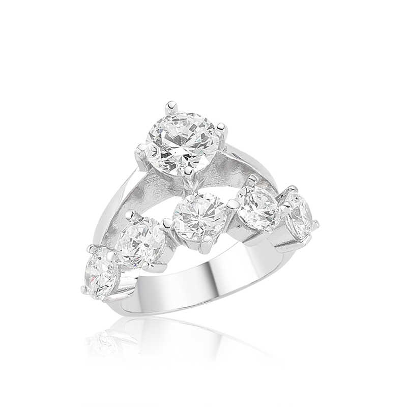 Silver 5 Row Single Stone Women’s Ring