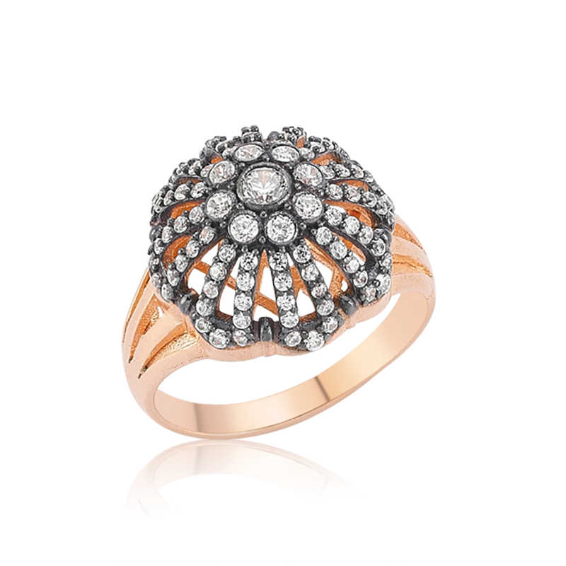 Silver Rose Diamond Mounted Women’s Ring