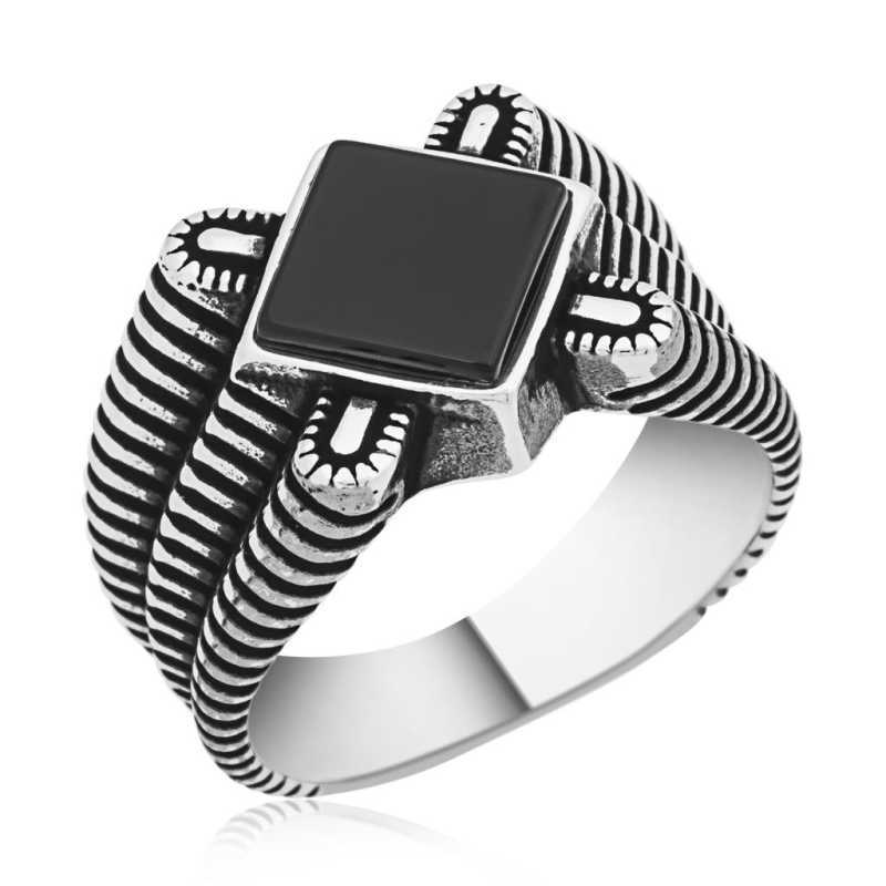 Silver Black Stone Men’s Ring