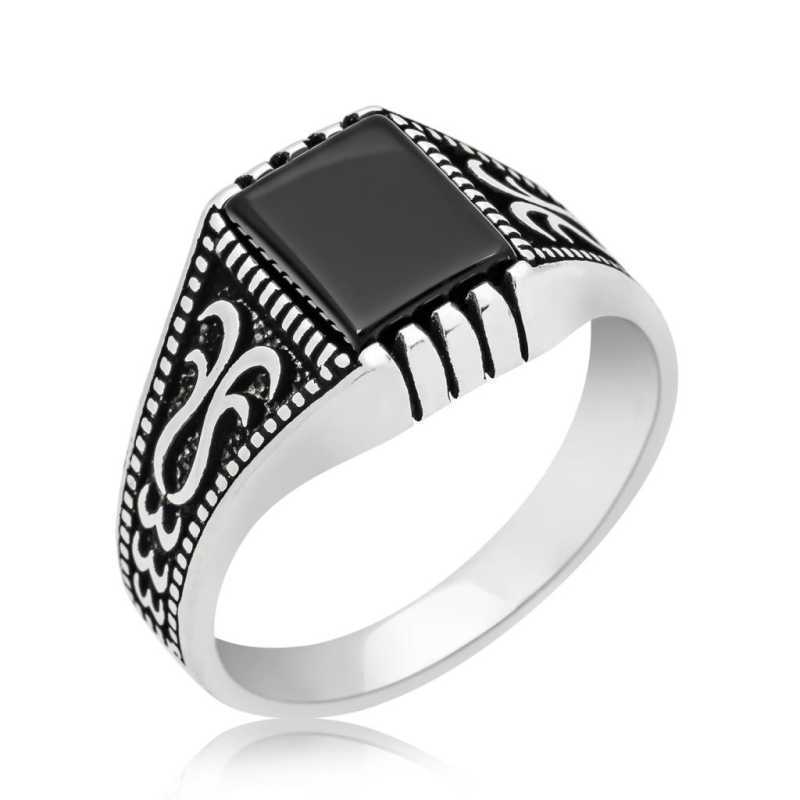 Silver Black Onix Stone Men’s Ring