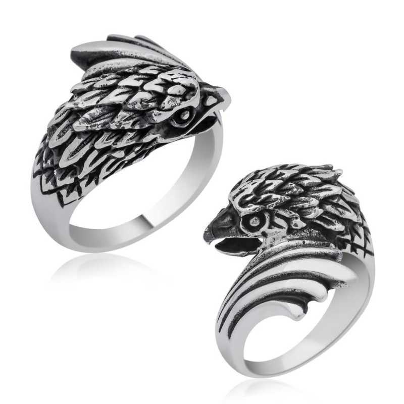 Silver Eagle Head Men’s Ring