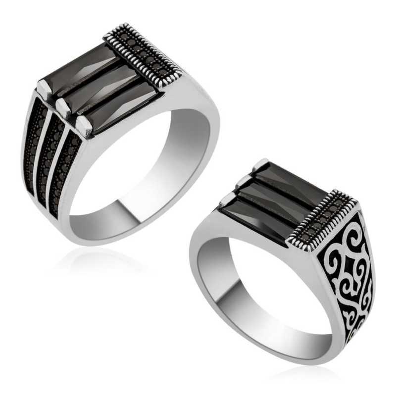 Silver Baguette Stone Classic Men’s Ring